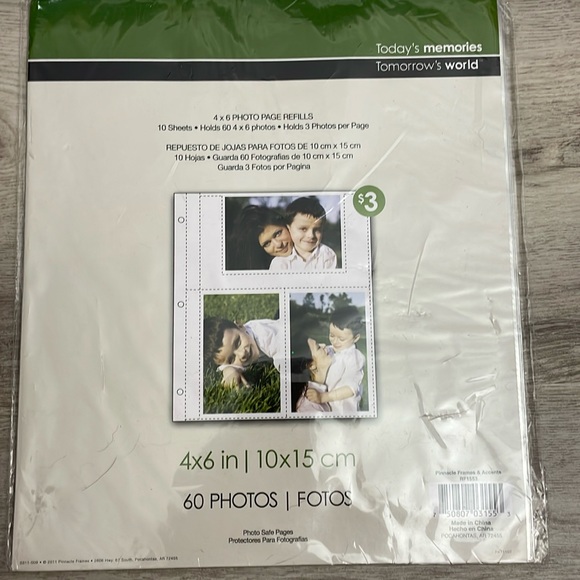 NWT Pinnacle Frames & Accent 4"x 6" Photo Page Refills 10 Sheets Holds 60 Photos - Picture 1 of 6